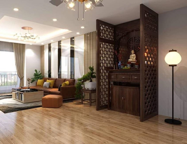 Gợi &yacute; c&aacute;c mẫu b&agrave;n thờ ph&ograve;ng kh&aacute;ch chung cư nhỏ gọn, chuẩn phong thủy dẫn đầu xu hướng 2026 - Ảnh 5.
