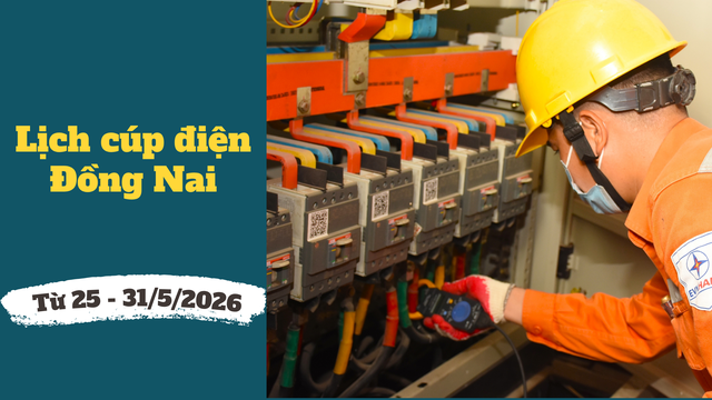 Chi tiết lịch c&uacute;p điện Đồng Nai từ ng&agrave;y 25 &ndash; 31/5/2026 - Ảnh 1.