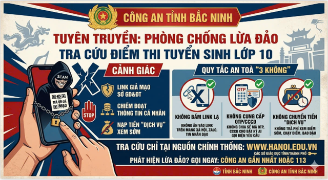 Cha mẹ, học sinh cần nắm r&otilde; th&ocirc;ng tin quan trọng n&agrave;y để tr&aacute;nh bị lừa đảo khi tra cứu điểm thi v&agrave;o lớp 10 THPT - Ảnh 2.
