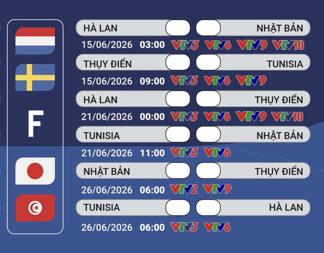 Lịch phát sóng trực tiếp bảng F - FIFA World Cup 2026 trên VTV - Ảnh 2.