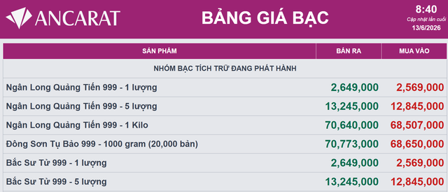 Giá bạc hôm nay 14/6: Bạc Phú Quý, Doji, Ancarat, Sacombank-SBJ biến động như nào? - Ảnh 2.