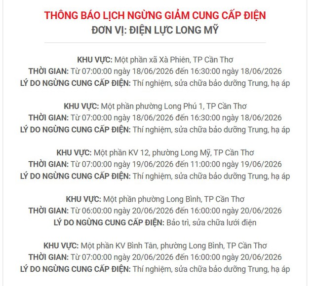 Lịch cúp điện TP. Cần Thơ (Hậu Giang cũ) từ ngày 17 - 21/6/2026: Nhiều hộ dân sáng sớm không còn điện để sử dụng - Ảnh 5.