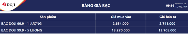 Giá bạc hôm nay 17/6: Bạc Phú Quý, Doji, Ancarat, Sacombank-SBJ tăng hay giảm? - Ảnh 5.