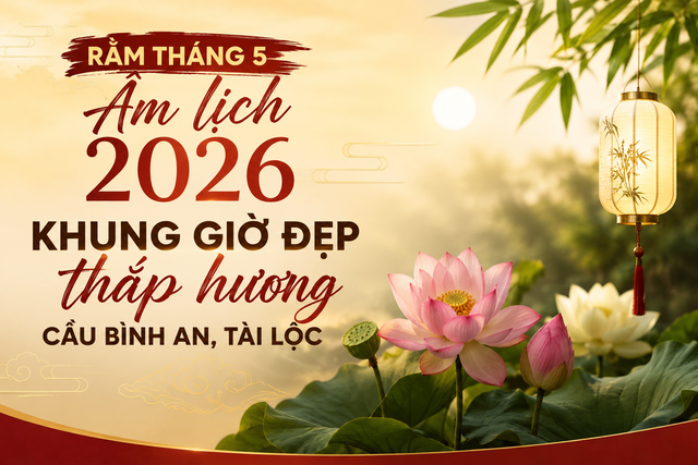 Khung giờ đẹp thắp hương ng&agrave;y Rằm th&aacute;ng 5 &acirc;m lịch 2026 v&agrave; 3 lưu &yacute; khi bao s&aacute;i ban thờ để đ&oacute;n nhiều may mắn - Ảnh 1.