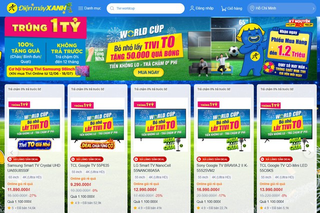 H&agrave;ng loạt si&ecirc;u thị điện m&aacute;y giảm gi&aacute; tới 50% c&aacute;c sản phẩm tivi trong m&ugrave;a World Cup - Ảnh 4.