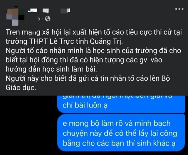 Xác minh thông tin phản ánh tiêu cực điểm thi ở Quảng Trị - Ảnh 1.