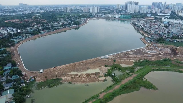 Hồ điều hòa Phú Đô gấp rút hoàn thiện để chống ngập phía Tây Hà Nội - Ảnh 2.