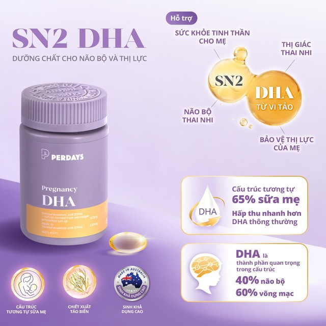 Perdays Pregnancy DHA &ndash; SN-2 DHA vi tảo &Uacute;c cho mẹ bầu - Ảnh 1.