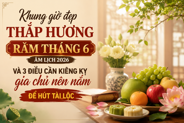 Khung giờ đẹp thắp hương Rằm th&aacute;ng 6 &acirc;m lịch 2026 v&agrave; 3 điều cần ki&ecirc;ng kỵ gia chủ n&ecirc;n nắm để h&uacute;t t&agrave;i lộc - Ảnh 1.