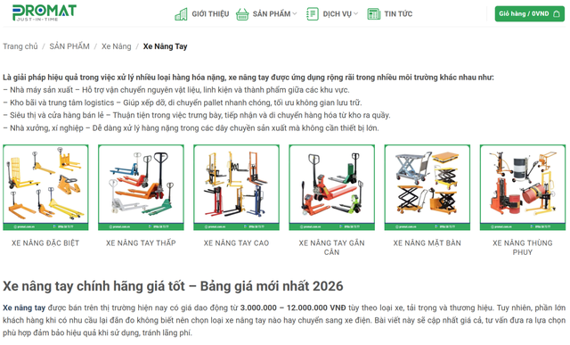 Promat &ndash; C&ocirc;ng ty b&aacute;n xe n&acirc;ng tay uy t&iacute;n tại Việt Nam 2026 - Ảnh 3.