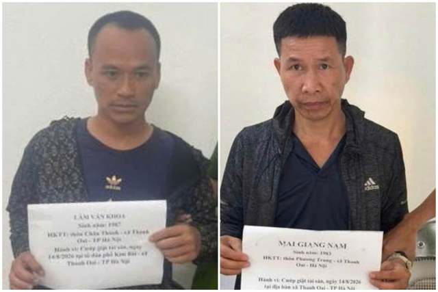 Bắt giữ 2 đối tượng cướp giật t&agrave;i sản của người phụ nữ đi đường - Ảnh 1.