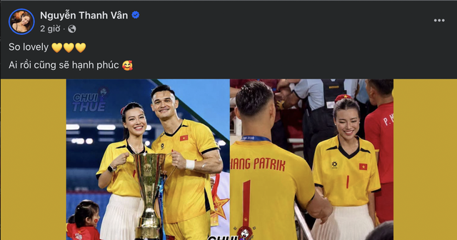 Ho&agrave;ng Oanh v&agrave; Thủ m&ocirc;n L&ecirc; Giang Patrik c&ocirc;ng khai t&igrave;nh cảm Sau chức v&ocirc; địch ASEAN Cup 2026 - Ảnh 1.