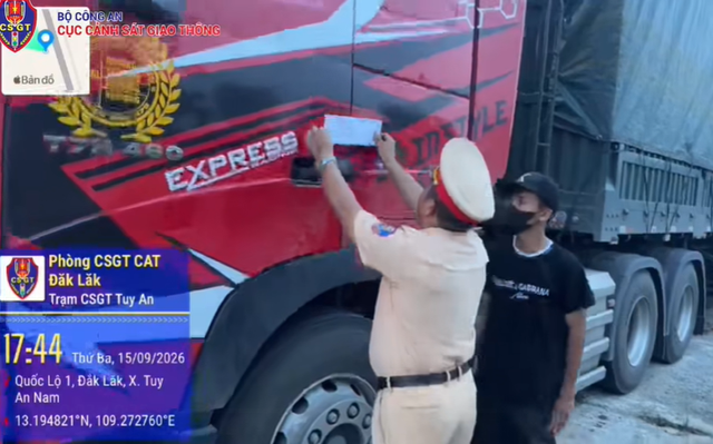 Thanh ni&ecirc;n 18 tuổi chưa c&oacute; giấy ph&eacute;p l&aacute;i xe điều khiển xe tải k&eacute;o sơ mi rơ mo&oacute;c chạy qu&aacute; tốc độ tr&ecirc;n quốc lộ - Ảnh 2.