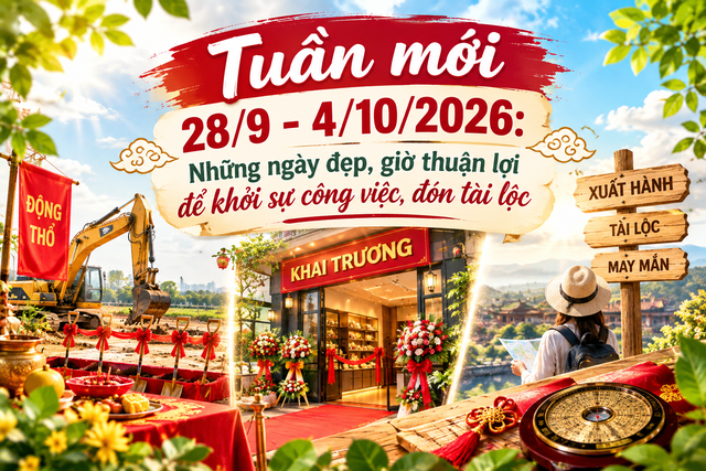 Xem ng&agrave;y giờ tuần mới 28 / 9 - 4 / 10 / 2026 cho khai trương , động thổ , xuất h&agrave;nh - Ảnh 2.