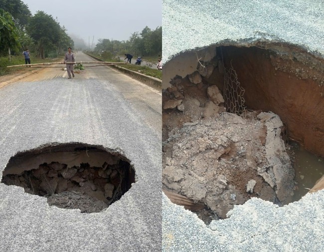 Th&aacute;i Nguy&ecirc;n: Xuất hiện hố sụt tr&ecirc;n Quốc lộ 3B, ch&iacute;nh quyền ph&aacute;t cảnh b&aacute;o khẩn - Ảnh 1.