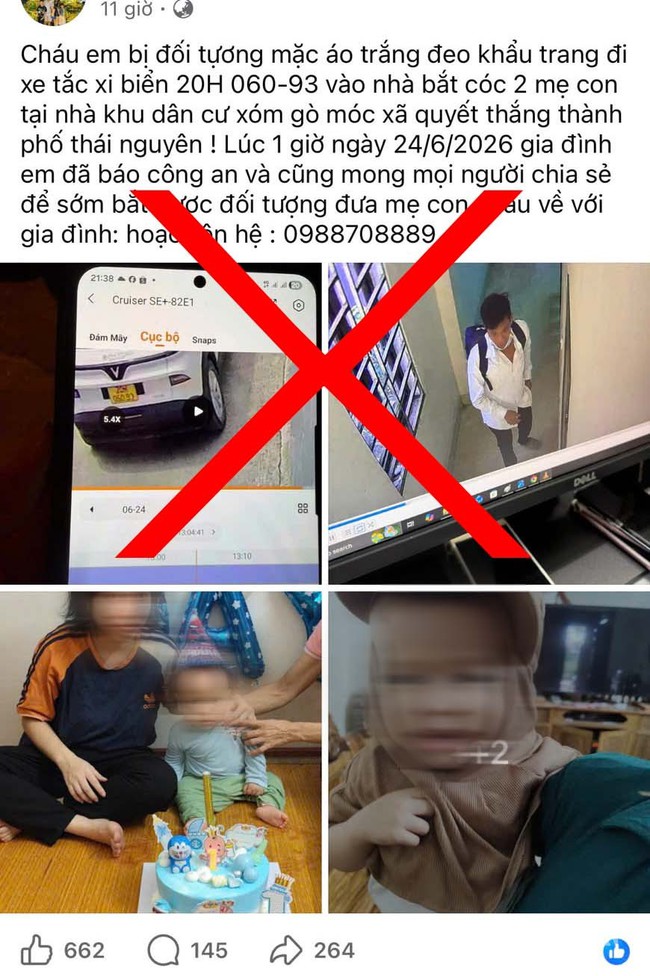 Lan truyền tin bắt c&oacute;c mẹ v&agrave; con ở Th&aacute;i Nguy&ecirc;n, c&ocirc;ng an l&ecirc;n tiếng - Ảnh 1.