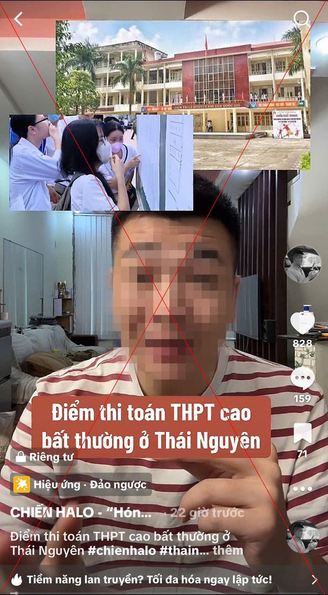 Đăng sai th&ocirc;ng tin điểm thi To&aacute;n ở Th&aacute;i Nguy&ecirc;n để "c&acirc;u view", TikToker bị c&ocirc;ng an l&agrave;m r&otilde; - Ảnh 1.