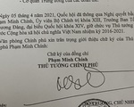 Giới thiệu chữ ký Thủ tướng Phạm Minh Chính, 2 Phó Thủ tướng và Chủ nhiệm VPCP Trần Văn Sơn