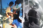 Ông lão lết trên đường kêu cứu với con dao găm ở lưng Ông lão lết trên đường kêu cứu với con dao găm ở lưng