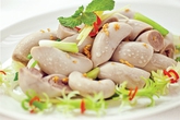 Dồi trường hấp hành gừng Dồi trường hấp hành gừng