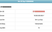 Rao bán sim 01888888888 giá 18 tỷ đồng Rao bán sim 01888888888 giá 18 tỷ đồng
