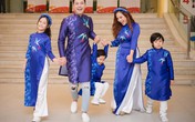 MC Phan Anh trình diễn áo dài cùng vợ và ba con MC Phan Anh trình diễn áo dài cùng vợ và ba con