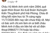 Nữ sinh lớp 10 ở Hải Phòng mất tích sau tiệc liên hoan, tổng kết năm học Nữ sinh lớp 10 ở Hải Phòng mất tích sau tiệc liên hoan, tổng kết năm học