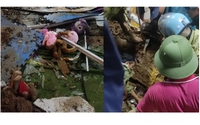 Hiện trường vụ sạt lở đất do mưa lớn khiến 3 trẻ nhỏ tử vong ở Hà Nội