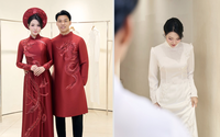 Bà xã quê Ninh Bình của Văn Thanh gây chú ý với 2 mẫu áo dài trong ngày trọng đại sắp tới