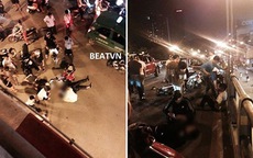 Hà Nội: Taxi đâm gục hàng chục xe máy, một người văng từ cầu vượt xuống đất