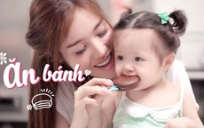 Elly Trần tung clip con gái ăn bánh siêu đáng yêu