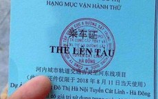 Thẻ đi thử tàu Cát Linh - Hà Đông in chữ Trung Quốc