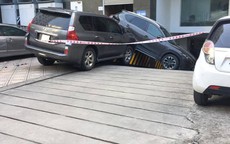Xe sang Lexus mất lái đâm hàng loạt ô tô ở Hà Nội