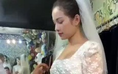 Hôn thê của Dương Khắc Linh đi thử áo dài cưới