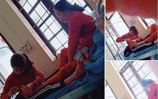Hình ảnh con dâu cần mẫn ngồi cắt móng chân cho mẹ chồng trên giường bệnh khiến nhiều người xúc động