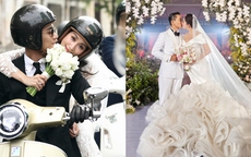 Đám cưới Khánh Thi - Phan Hiển: Nụ cười hạnh phúc của cô dâu khi chú rể đi xe máy đến đón