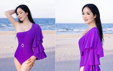 Hoa hậu Đền Hùng Giáng My mặc áo tắm màu tím Huế, khoe dáng nóng bỏng ở tuổi 51 khiến fan trầm trồ