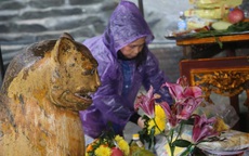 Chen chân xoa tượng hổ ở chùa Hương Tích để... chữa bệnh