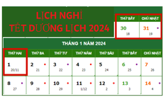 Tết Dương lịch 2024 được nghỉ bao nhiêu ngày?