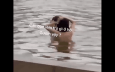 Video: Choáng váng cảnh hai người hồn nhiên tắm ở giữa hồ giống Hồ Hoàn Kiếm