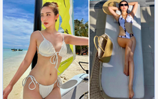 Huyền Lizzie cực 'cháy' với style đi biển: Bikini cut out táo bạo, maxi 'bảy sắc cầu vồng' thướt tha