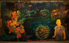 Bức họa 'Bóng trăng thu' của họa sĩ Hoàng Hữu Vân xuất hiện mùa Trung thu