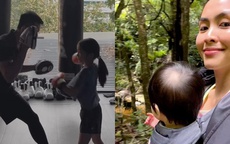 Tăng Thanh Hà khoe khoảnh khắc đáng yêu của các con: Phản ứng của bé út khi thấy anh chị tập boxing gây cười