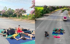 Xử phạt 14 phụ nữ "tập yoga" giữa đường, chụp ảnh check in hoa bằng lăng