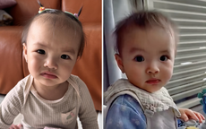 Biểu cảm cau có đáng yêu của bé Thị Tằm nhà Thu Quỳnh