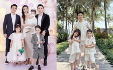 Anh chồng Đỗ Mỹ Linh đi du lịch cùng cặp song sinh,  khoe khéo đồ em dâu 'tài trợ' 