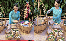 Ngọc Loan Trần lại 'gây sốt' với màn làm bánh canh dừa sáp ngũ sắc