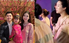Hoa hậu Đỗ Mỹ Linh cùng chồng đưa con đi chơi lễ, lộ vóc dáng mang thai lần 2