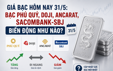 Giá bạc hôm nay 31/5: Bạc Phú Quý, Doji, Ancarat, Sacombank-SBJ biến động như nào?