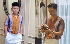 Con trai Mạnh Trường mới 10 tuổi đã lớn phổng phao, mặc vừa áo của bố